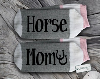 HORSE Mom, Equestrian Gift, SUPER SOFT Novelty Word Socks.