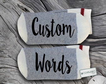 Custom Words, Personalized Socks,Your Words Here, SUPER SOFT Novelty Word Socks,