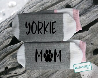 Yorkie Mom, SUPER SOFT Novelty Word Socks.