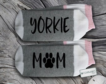 Yorkie Mom, SUPER SOFT Novelty Word Socks.