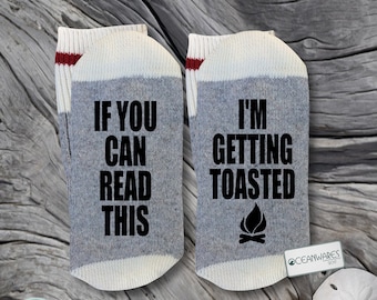 Camping Socks. I'm getting toasted, SUPER SOFT Novelty Word Socks.