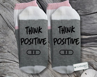 Think Positive, SUPER SOFT Novelty Word Socks.