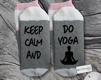 Keep Calm and do Yoga, SUPER SOFT Novelty Word Socks.