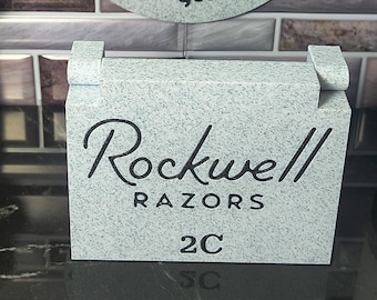 ロックウェル2C安全カミソリ用トラベルケース - 替刃収納ケース - スタンド - 名入れ可能