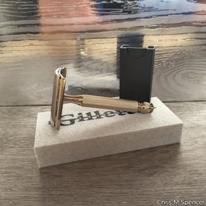 Vintage English Gillette Tech Safety Razor - Replated Mirror Nickel - New Case & Blade Bank