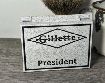 Estuche para maquinilla de afeitar Gillette President Safety - Banco de cuchillas - Versión con soporte 2