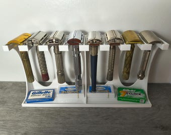 8 Slot Double Edge Razor Stand With Tray