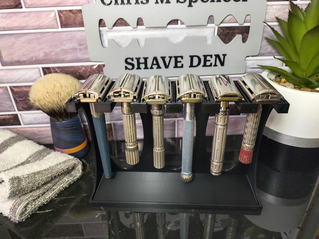 6 Slot Double Edge Razor Stand With Tray - Wetshaving Holder ...