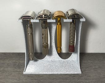 Double Edge Razor Stand With Tray Holds 4