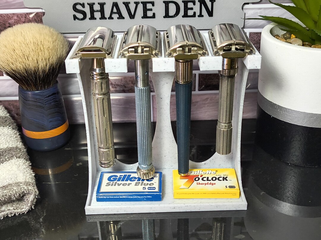 4 Slot Double Edge Razor Stand With Tray - Wetshaving Holder ...