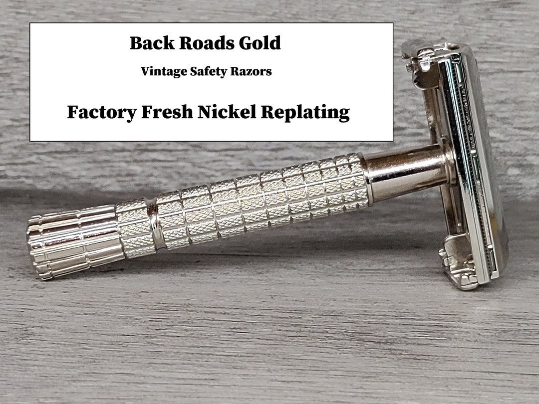 GILLETTE VINTAGE Safety RAZOR Factory Fresh Nickel Replating Tuneup Polish Keeps Razor as Close