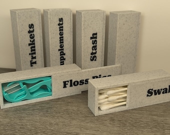 Caja de almacenamiento personalizada: hisopos, hilo dental, baratijas, hogar y viajes