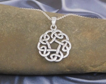 Sterling Silver Celtic Endless Knot Pendant  Necklace