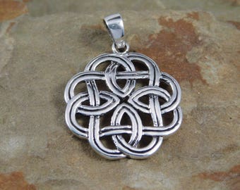 Sterling Silver Celtic Endless Weave Necklace Pendant with chain Irish jewelry