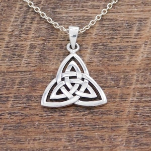 Irish Celtic Endless Trinity Knot Necklace with chain  Irish jewelry Celtic necklace triquetra