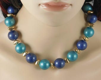 Retro 80's Chunky Bead Necklace Vintage Collectible Jewelry