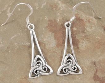 Sterling Silver Celtic Triskele Earrings: Irish Jewelry