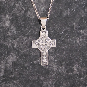 Irish Celtic Cross Pendant Necklace 925 Silver