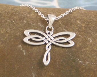 Irish Dragonfly Pendant with chain  Irish jewelry Celtic necklace