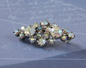Vintage Austrian Rhinestone Pin Broach Signed Aurora Crystal antique retro jewelery