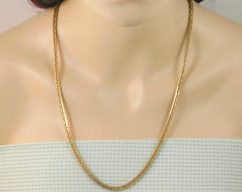Vintage Gold-tone Venetian or Box Chain Necklace.  25" long chain.