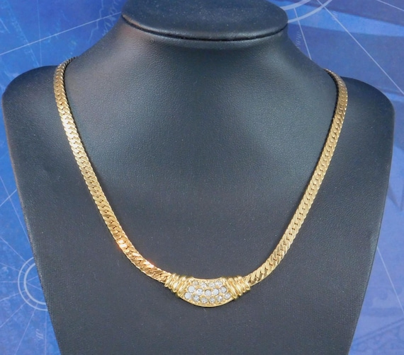Avon Herringbone Rhinestone Choker Necklace
