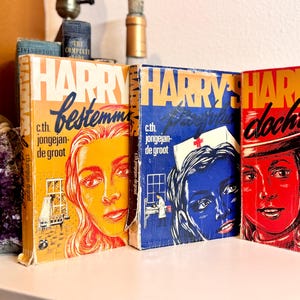 Dutch Language Set of 3: Harry&#39;s Trial Flight, Harry&#39;s Destination, Harry&#39;s Daughters Vintage Collectible Books by Jongejan-de Groot; 1969