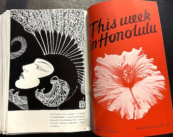 RARE COLLECTIBLE; This Week In Honolulu 1939-1940; Vintage Weekly Hawaii Magazine Book-Hawaiian Memorabilia Hawaii History Tourism