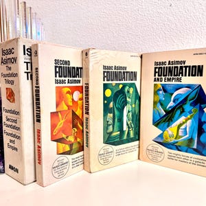 Boxed Set Paperback-The Foundation Trilogy (3 Bücher) von Isaac Asimov; 1960er Jahre Science Fiction Hugo Award Sammlerstück Vintage 1st Edition Avon