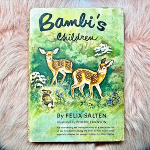 Bambi&#39;s Children by Felix Salten; 1950 Highly Collectible Vintage Book; Illustrated; Beautiful Collectible Book As Gift; Rare Edition