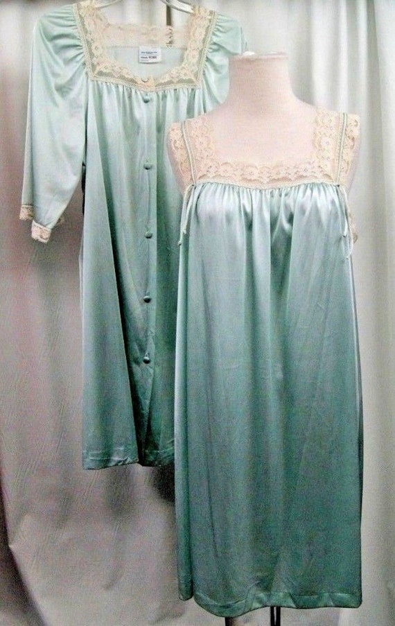Vintage Aqua JCPENNEY'S Peignoir Set Robe & Nightgown Etsy