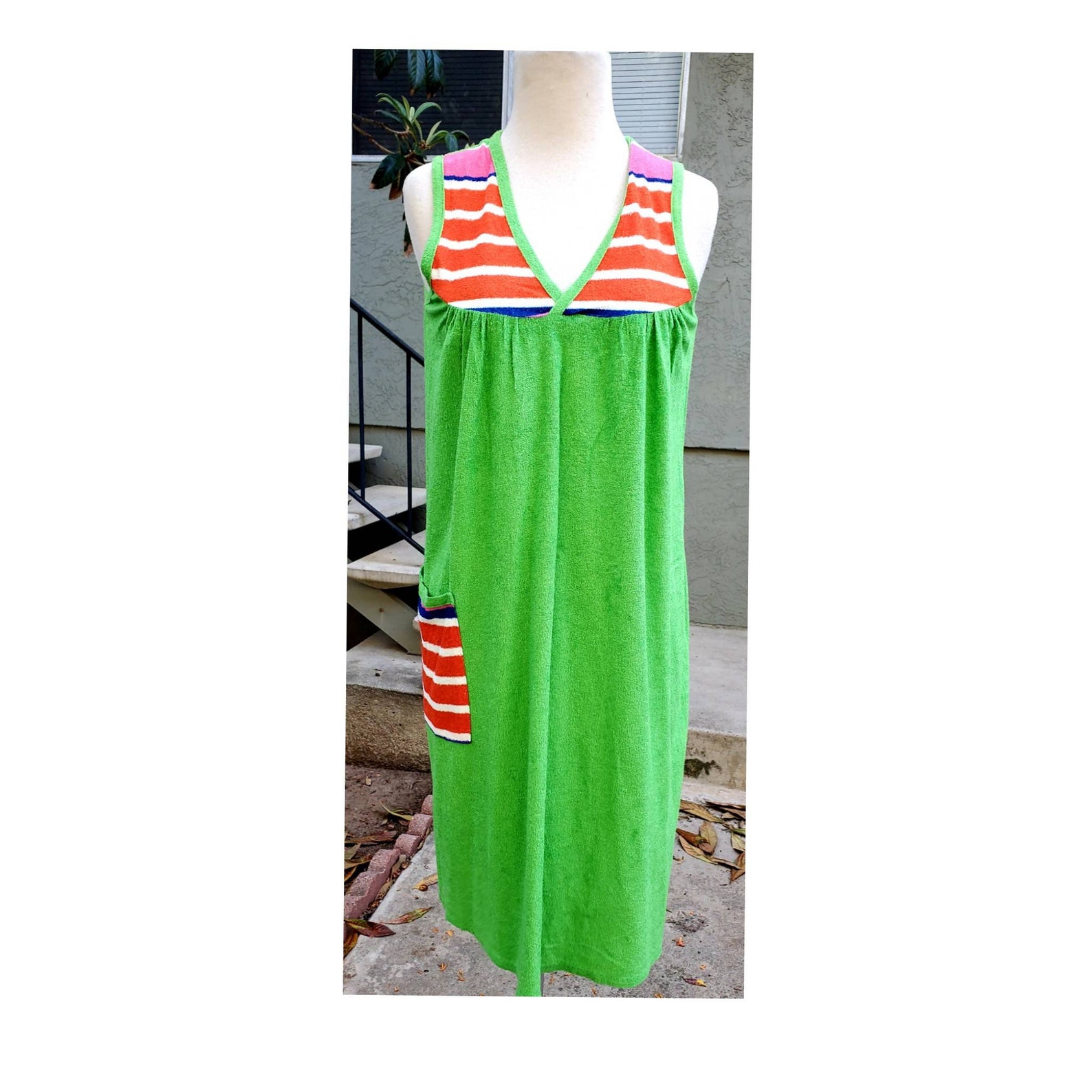 Vintage Green Terry Cloth Beach Pool Cover Up Dress Etsy