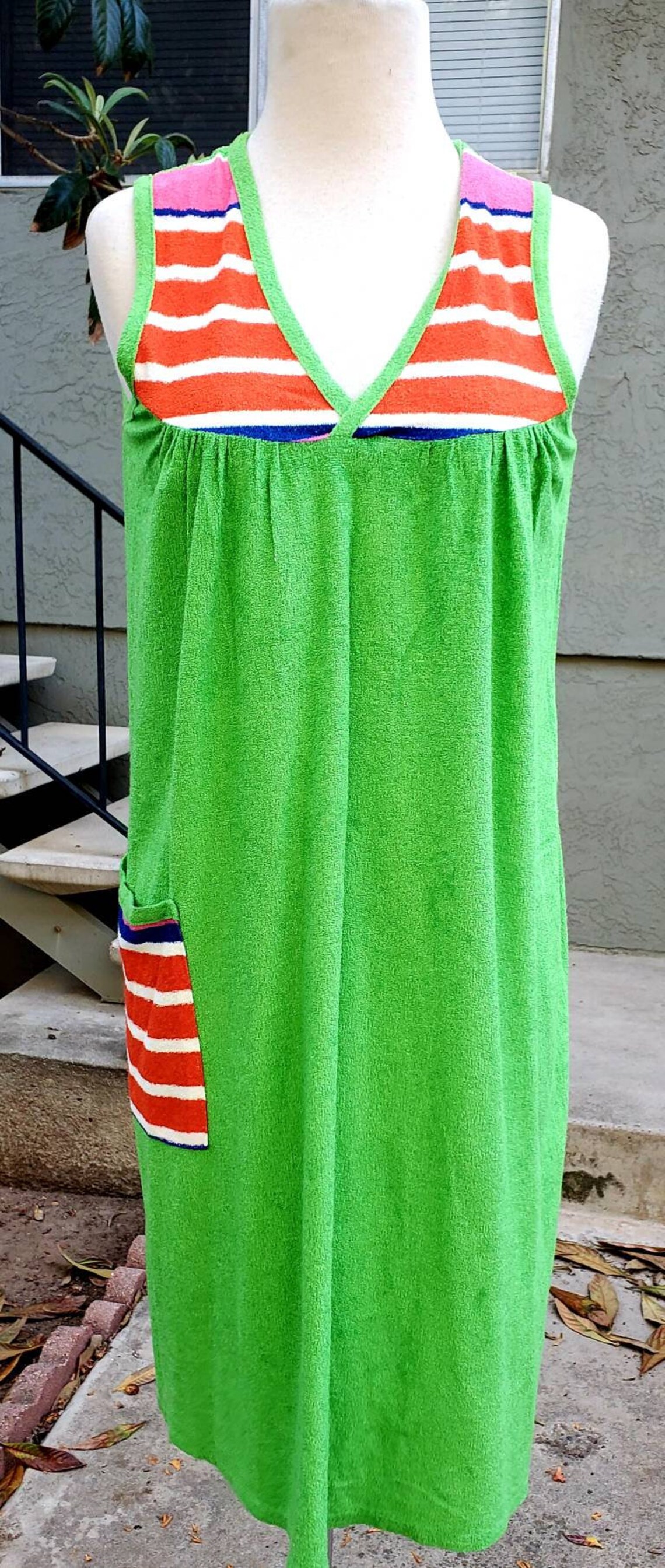 Vintage Green Terry Cloth Beach Pool Cover Up Dress Etsy