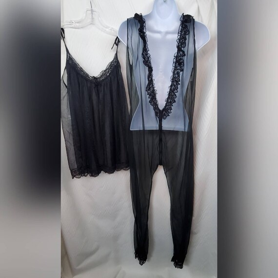 Vintage Frederick's Of Hollywood 2pc Sheer Black J