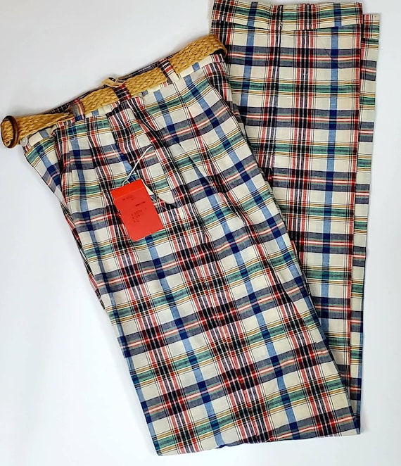 Vintage 60s 70s Plaid Women's Pants Size 7/8 Origi