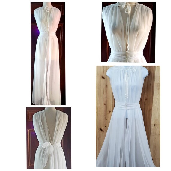 Vtg White Sheer Double Chiffon Frederick's of Holl