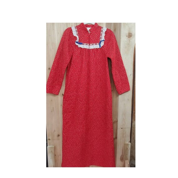 Jennifer Dale Red Quilted Housecoat House Dress Fr