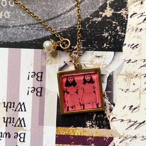 Shining Twins Redrum Horror Glass Photo Pendant Necklace