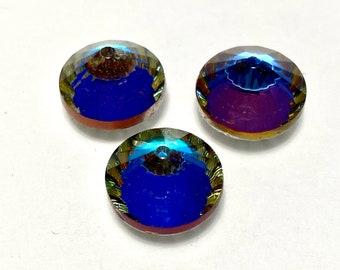 Vintage Round Multi-Colored Glass Cabochon with a Silver Foil Back, Round CAB, Multi-Colored CAB, Silver Foil Back CAB - 20 pieces CAB623M
