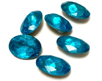 Vintage Blue Oval Glass Cabochon, Oval Blue CAB, Blue Oval Cabochon, Aqua Blue CAB, Aqua Blue Cabochon  - 20 piece CAB562BS
