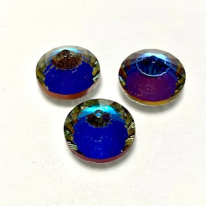 Vintage Round Multi-Colored Glass Cabochon with a Silver Foil Back, Round CAB, Multi-Colored CAB, Silver Foil Back CAB - 20 pieces CAB623M