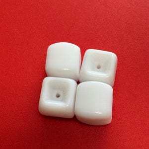 Vintage White Glass Cube Bead, Square White Glass Bead, White Cube Bead from Austria, Austria Glass Bead, 20 piece VG112WH