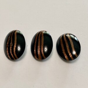 Vintage Oval Black Onyx Accented with Gold Cabochons, Multicolored Cabochon, Black Cabochon, Gold Cabochon 20 pieces CAB143B