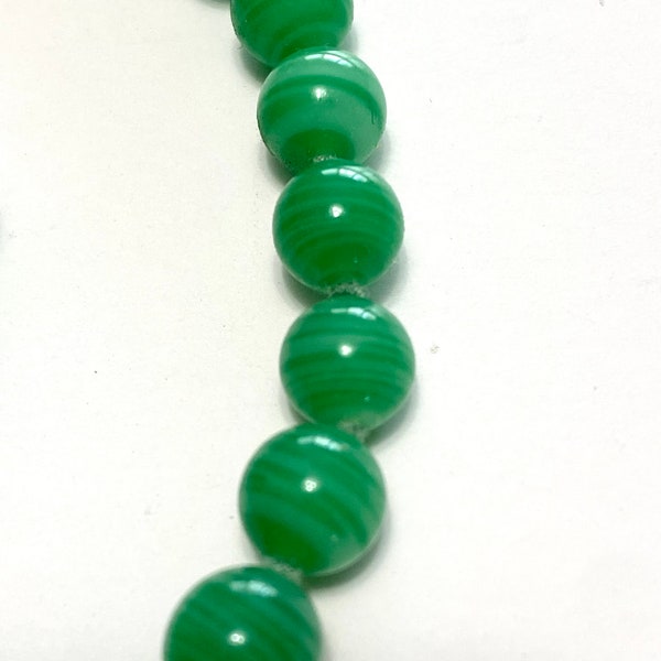 Vintage Round Jade Glass Beads, Green Glass Beads, Japanese Jade Beads - 60 piece VG76GR