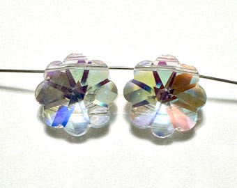 Vintage 16mm AB Swarovski Crystal Margarita Flower Bead, 4-Piece SW338C