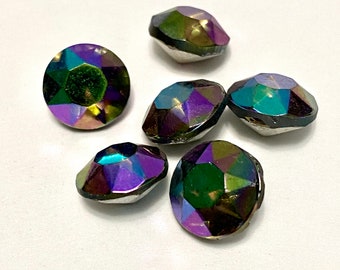 Vintage Round Multi-Colored Glass Cabochon with Silver Foil Back, Multi-Colored CAB, Multi-Colored Silver Foil Back CAB - 20 pieces CAB621M