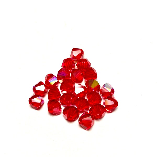 Swarovski Light Siam Bi-Cone Beads, Red Bicone Beads, Swarovski Red Bi-Cone Bead, Swarovski Bead, Swarovski 5301 - 30 piece SW17R30