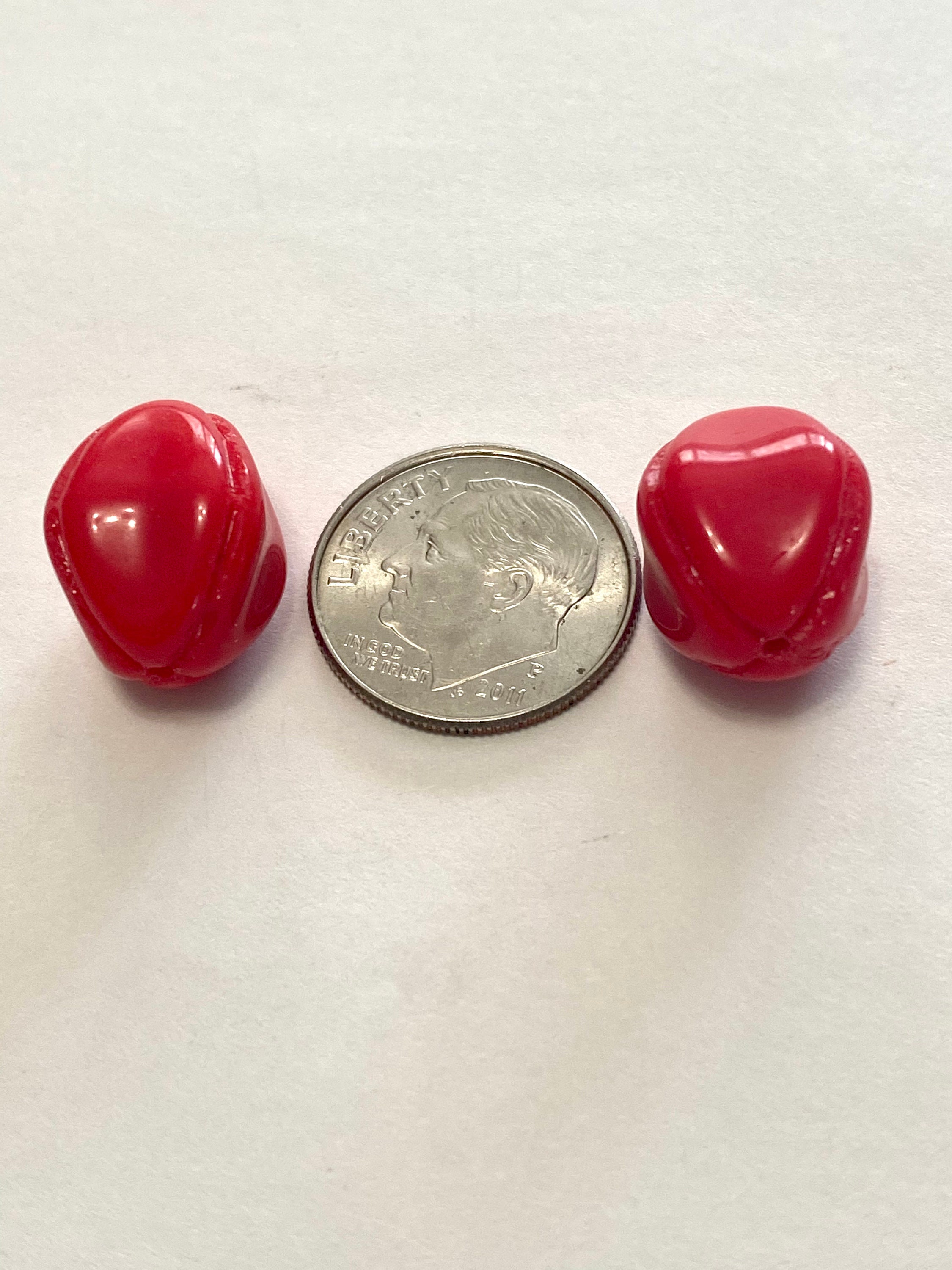 Vintage Red Oval Glass Beads, Red Beads, Red Oval Beads 8 Pieces Etsy UK