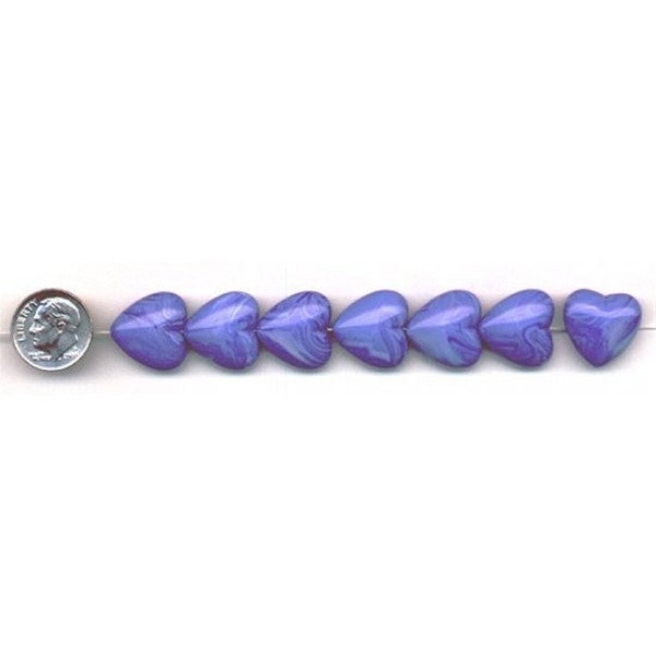 Blue Swirl Lucite Designer Heart Beads