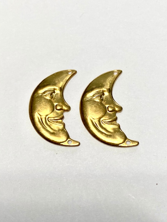 Tin Moon Pendant, Gold Tin Half Moon Pendant, Moon